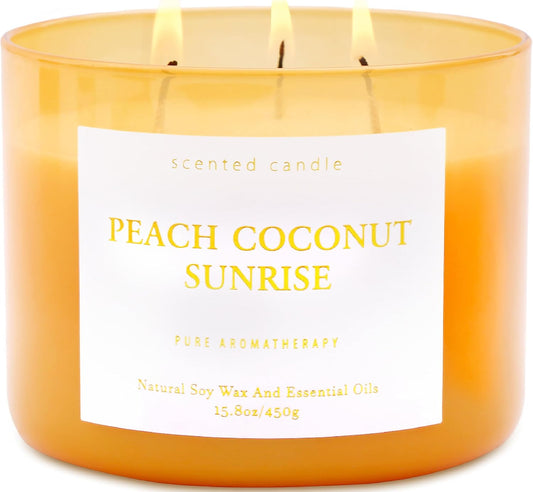Peach Coconut Sunrise Soy Candle | 3-Wick