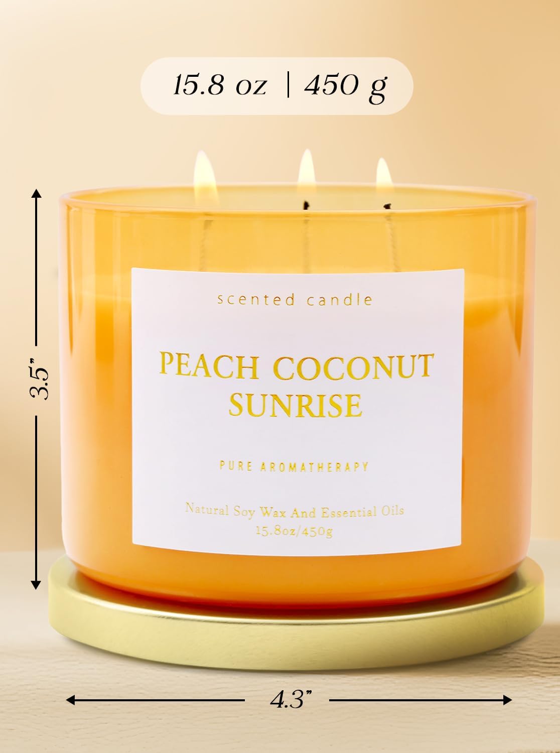 Peach Coconut Sunrise Soy Candle | 3-Wick