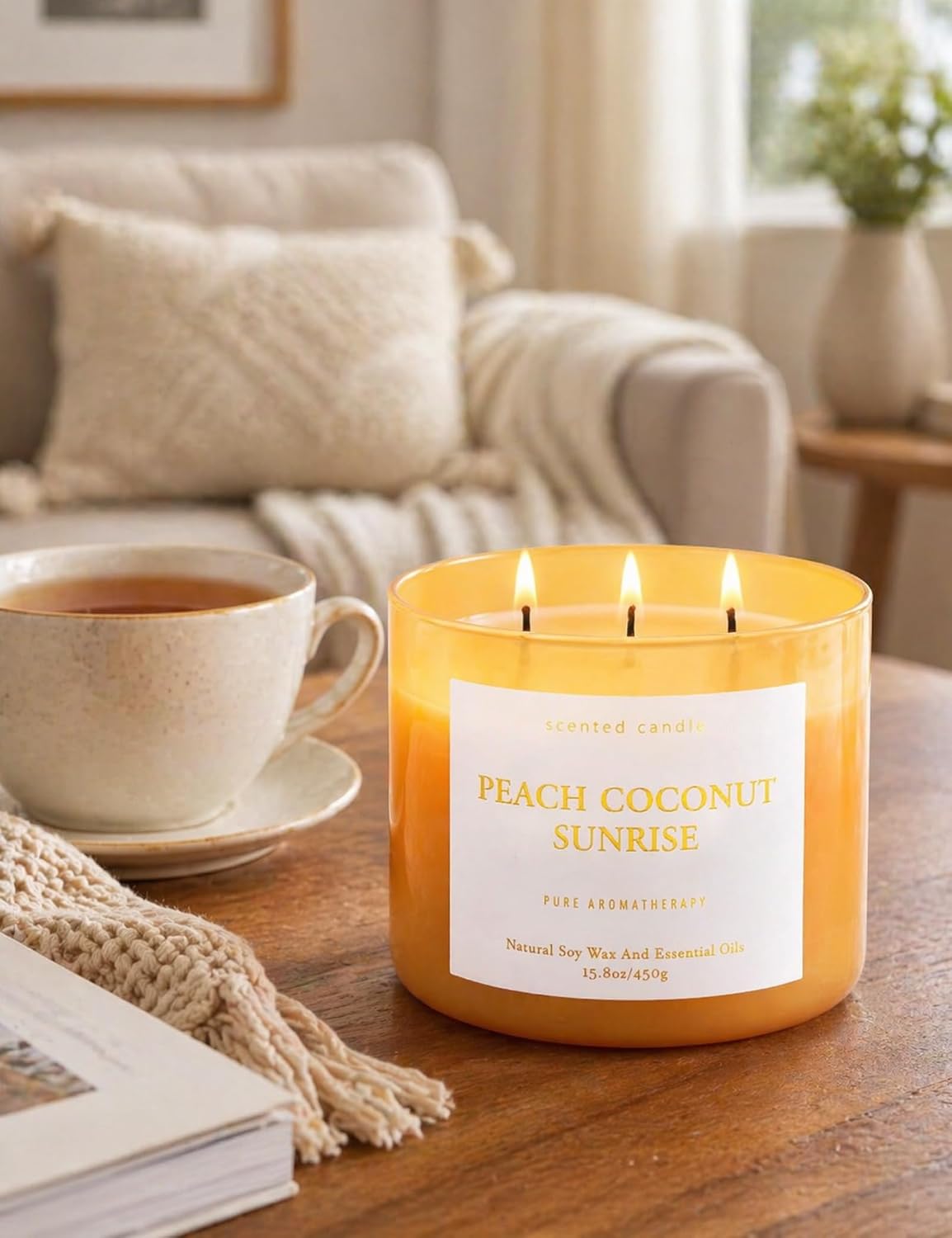 Peach Coconut Sunrise Soy Candle | 3-Wick