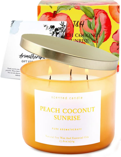 Peach Coconut Sunrise Soy Candle | 3-Wick
