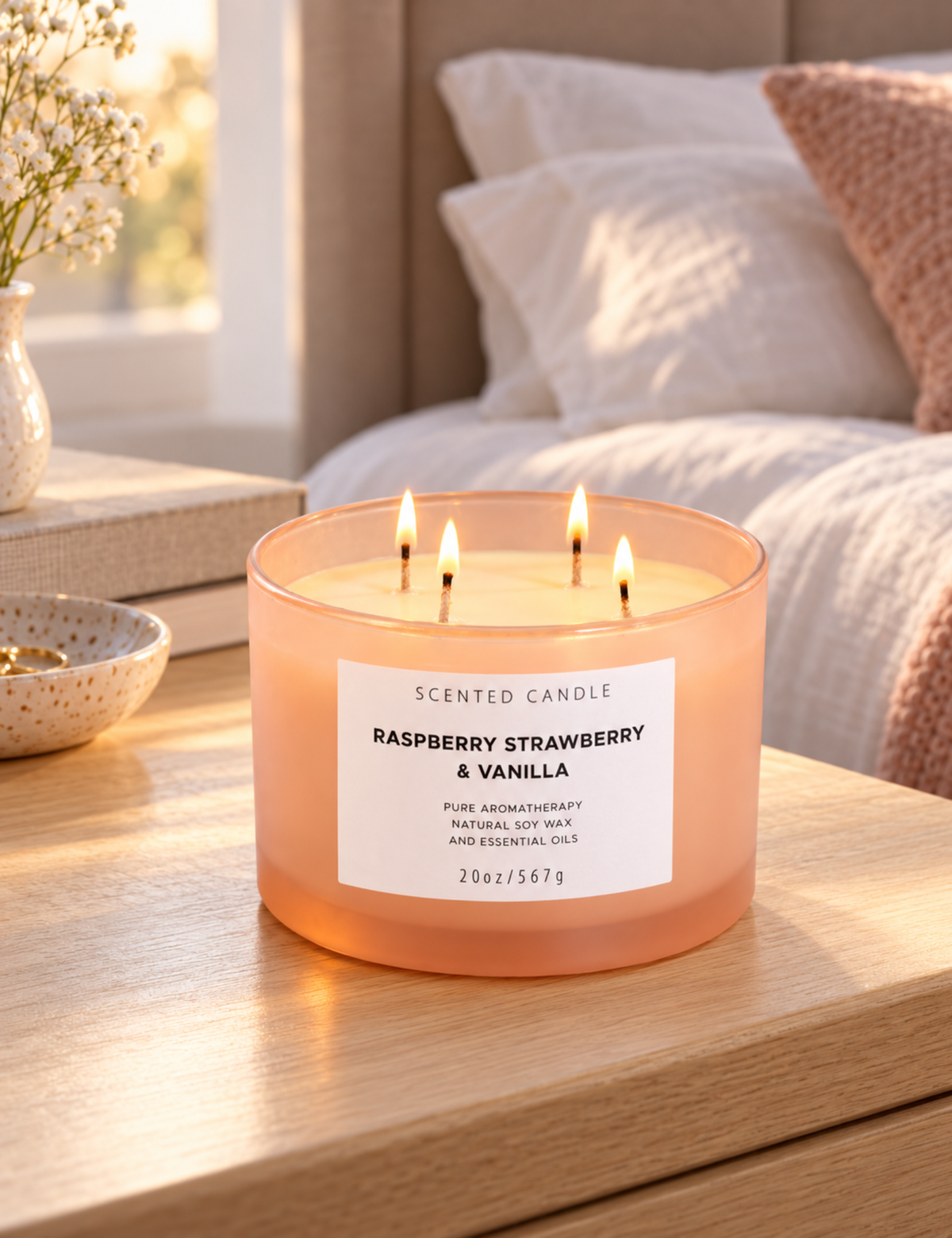 Raspberry Strawberry Vanilla Soy Candle | 4-Wick