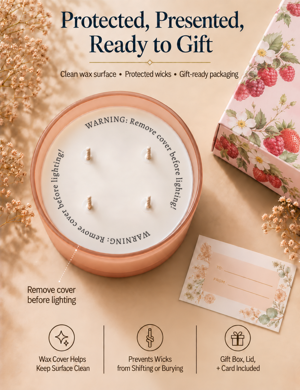 Raspberry Strawberry Vanilla Soy Candle | 4-Wick
