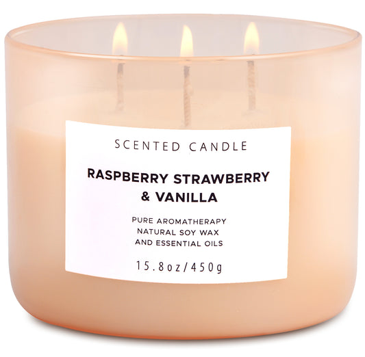 Raspberry Strawberry & Vanilla Soy Candle 3-Wick