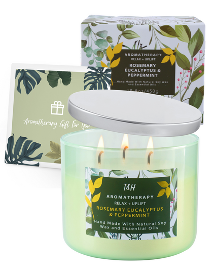 Rosemary Eucalyptus & Peppermint Soy Candle 3-Wick