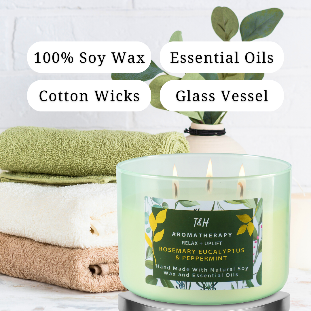 Rosemary Eucalyptus & Peppermint Soy Candle 3-Wick