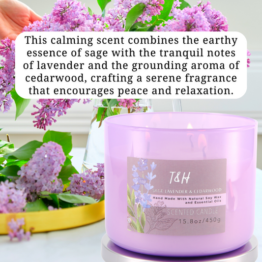 Sage Lavender & Cedarwood Soy Candle 3-Wick