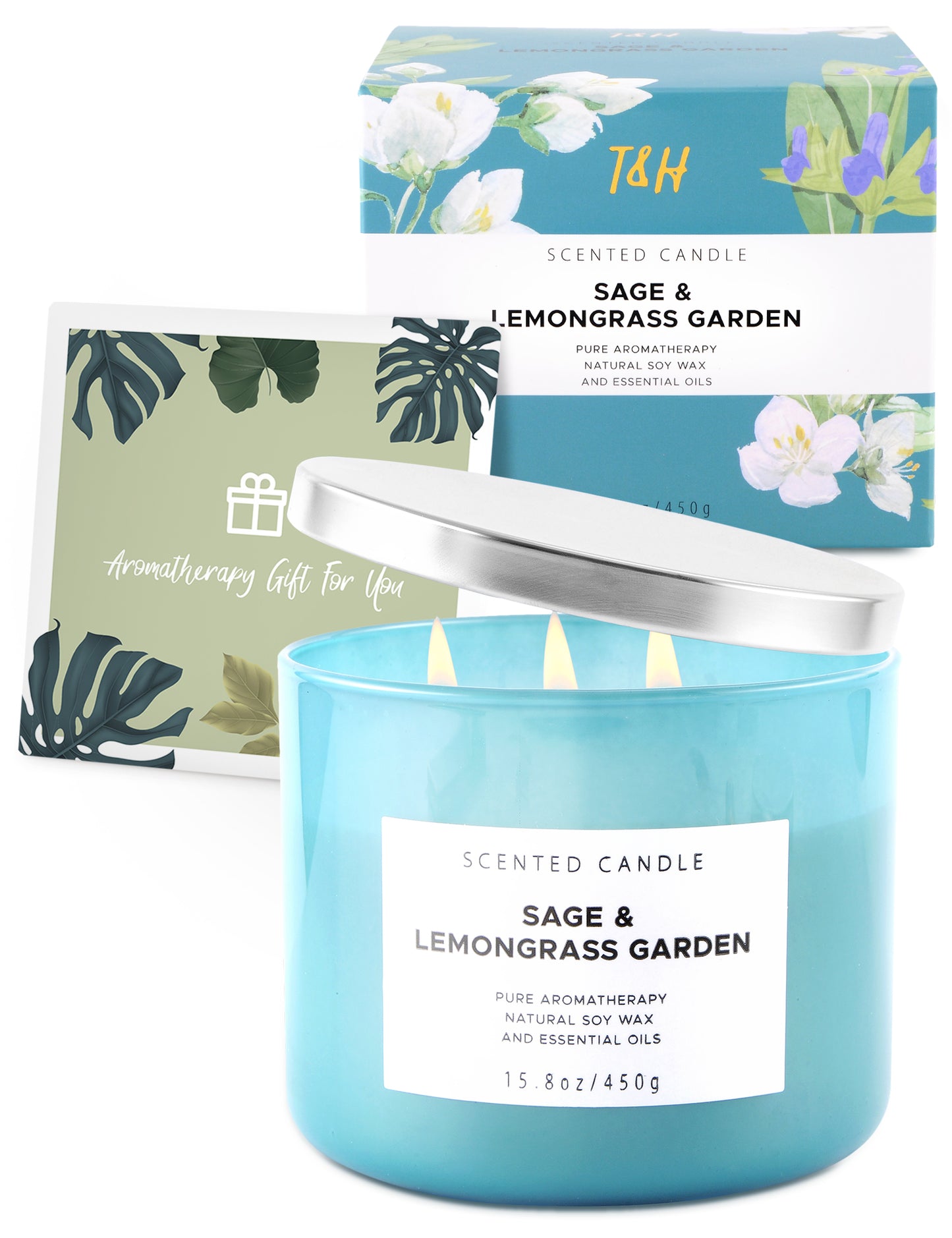 Sage & Lemongrass Garden Soy Candle 3-Wick