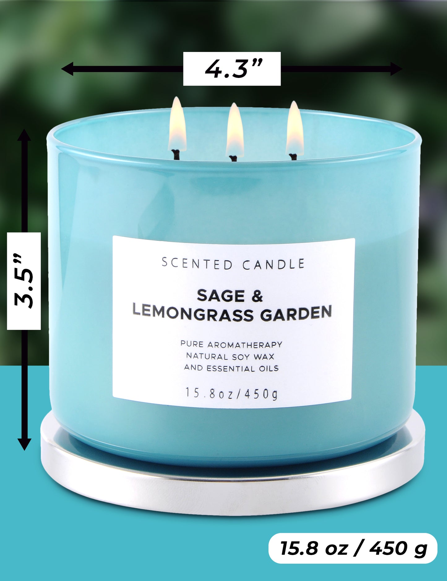 Sage & Lemongrass Garden Scented Soy Candle 3-Wick
