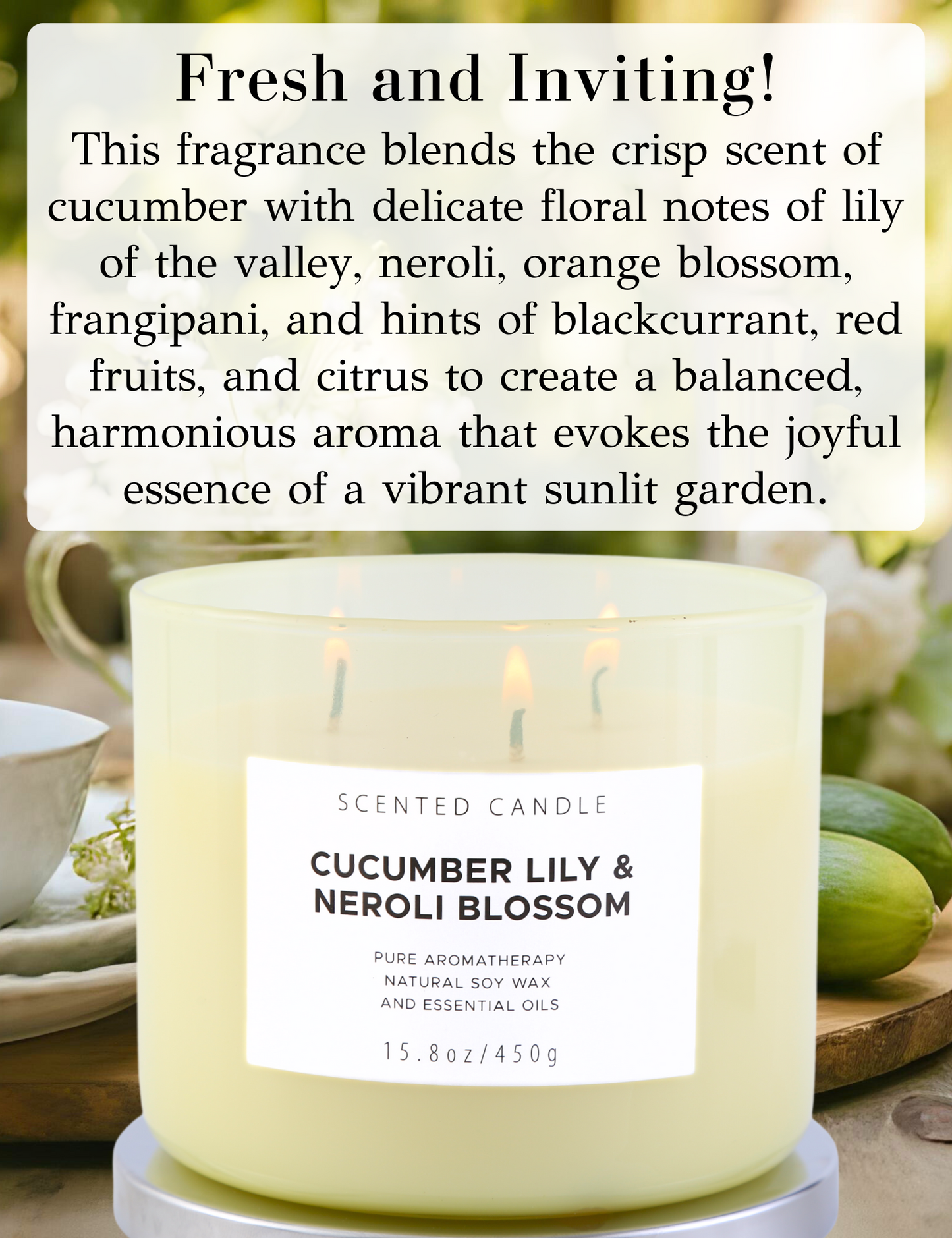Cucumber Lily Neroli Blossom Soy Candle 3-Wick
