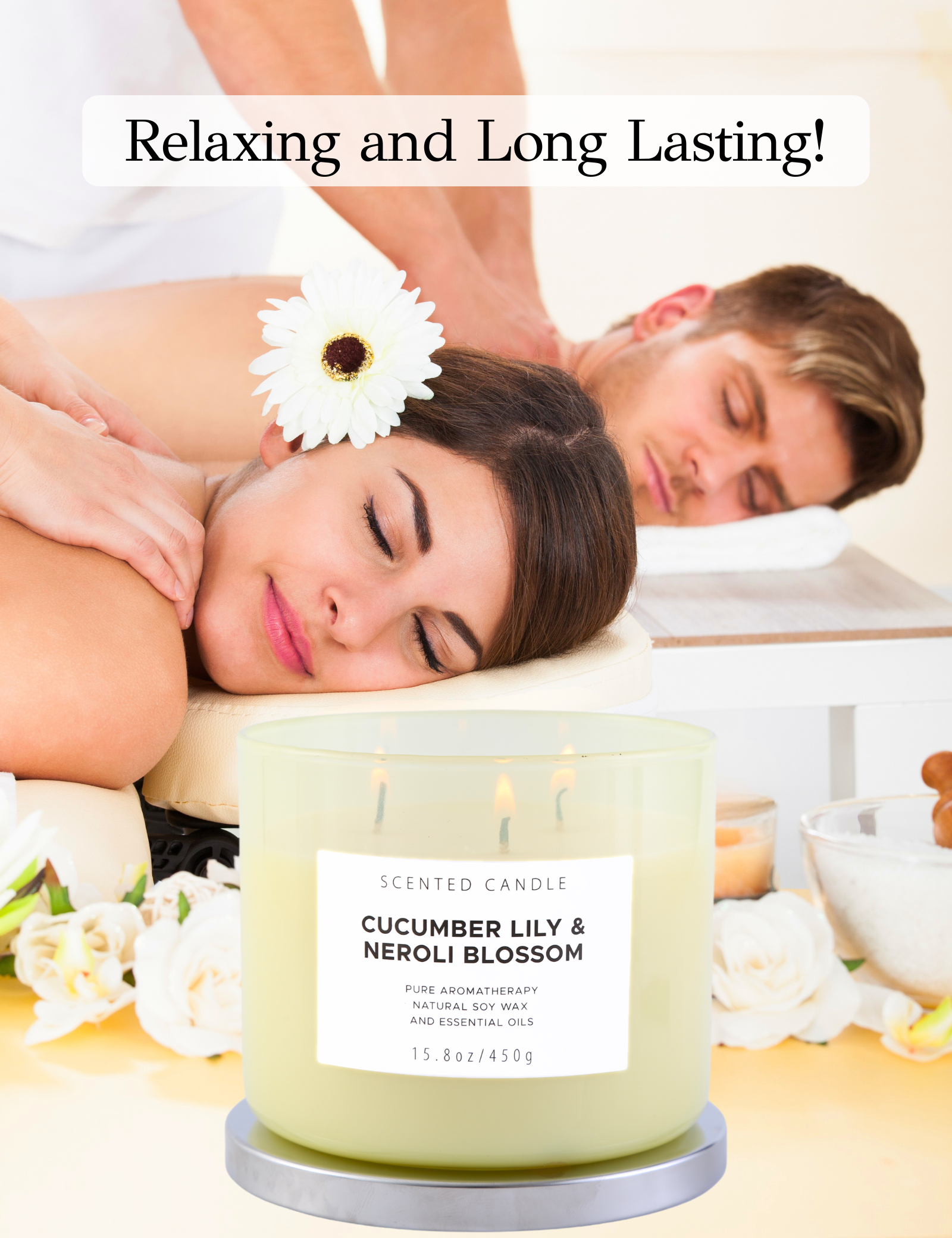 white barn cucumber and lily candle Cucumber Lily and Neroli Scented Candle 3-Wick Aromatherapy Soy Candle for Home
