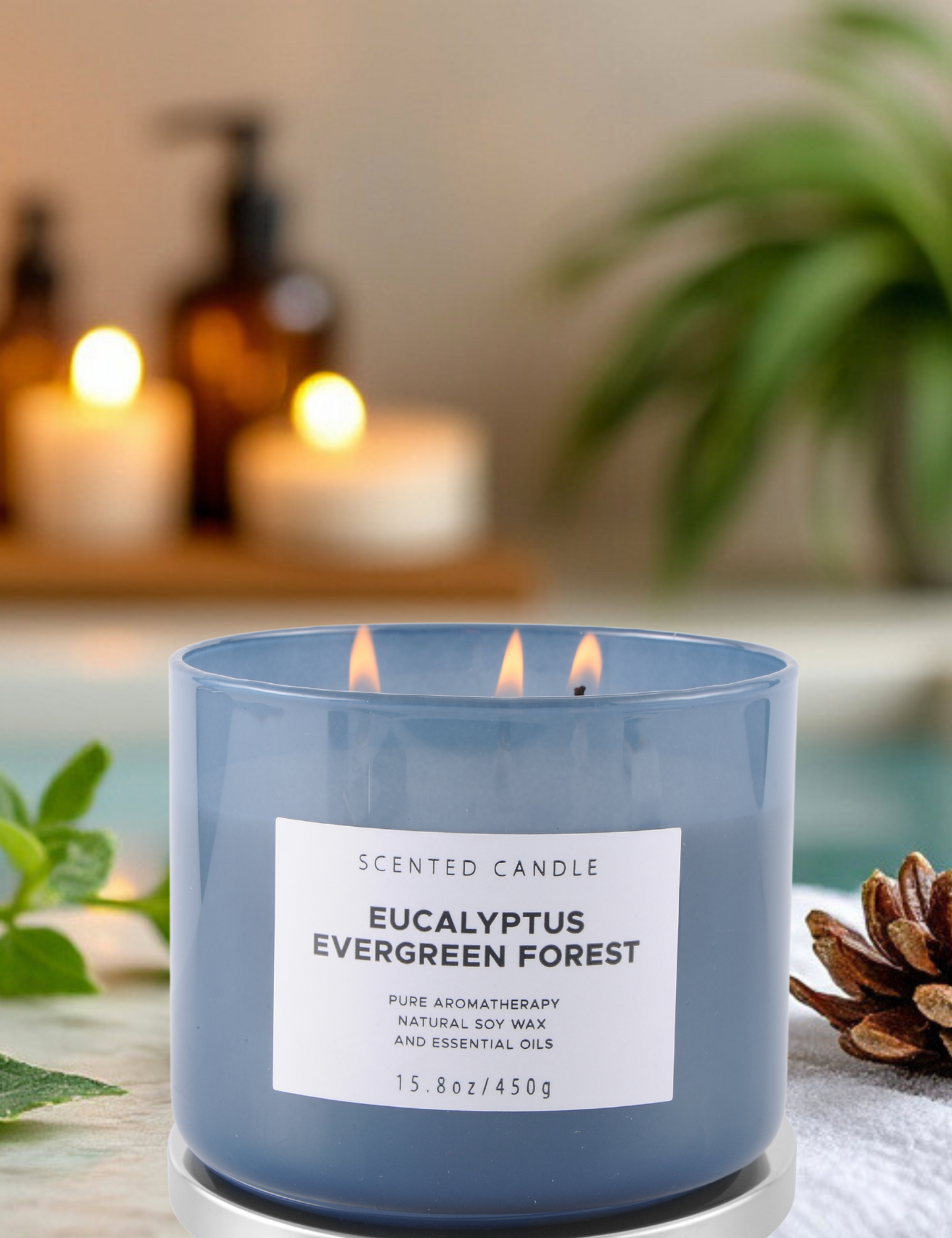 Eucalyptus Evergreen Forest Soy Candle 3-Wick