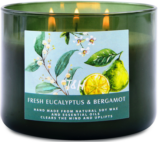 Fresh Eucalyptus Bergamot Soy Candle 3-Wick