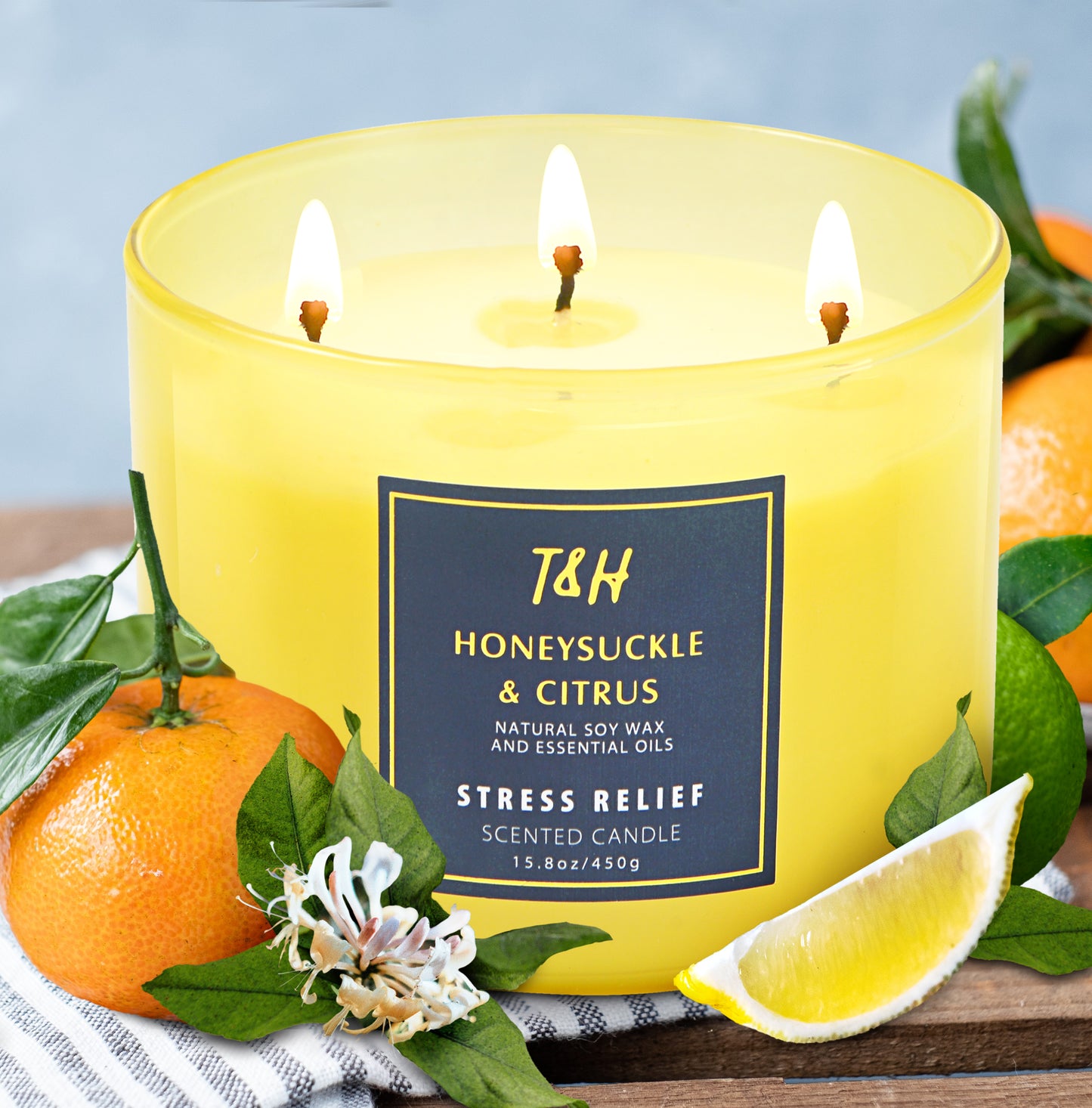 Honeysuckle & Citrus Soy Candle 3-Wick
