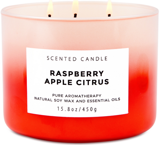 Raspberry Apple Citrus Scented Soy Candle 3-Wick