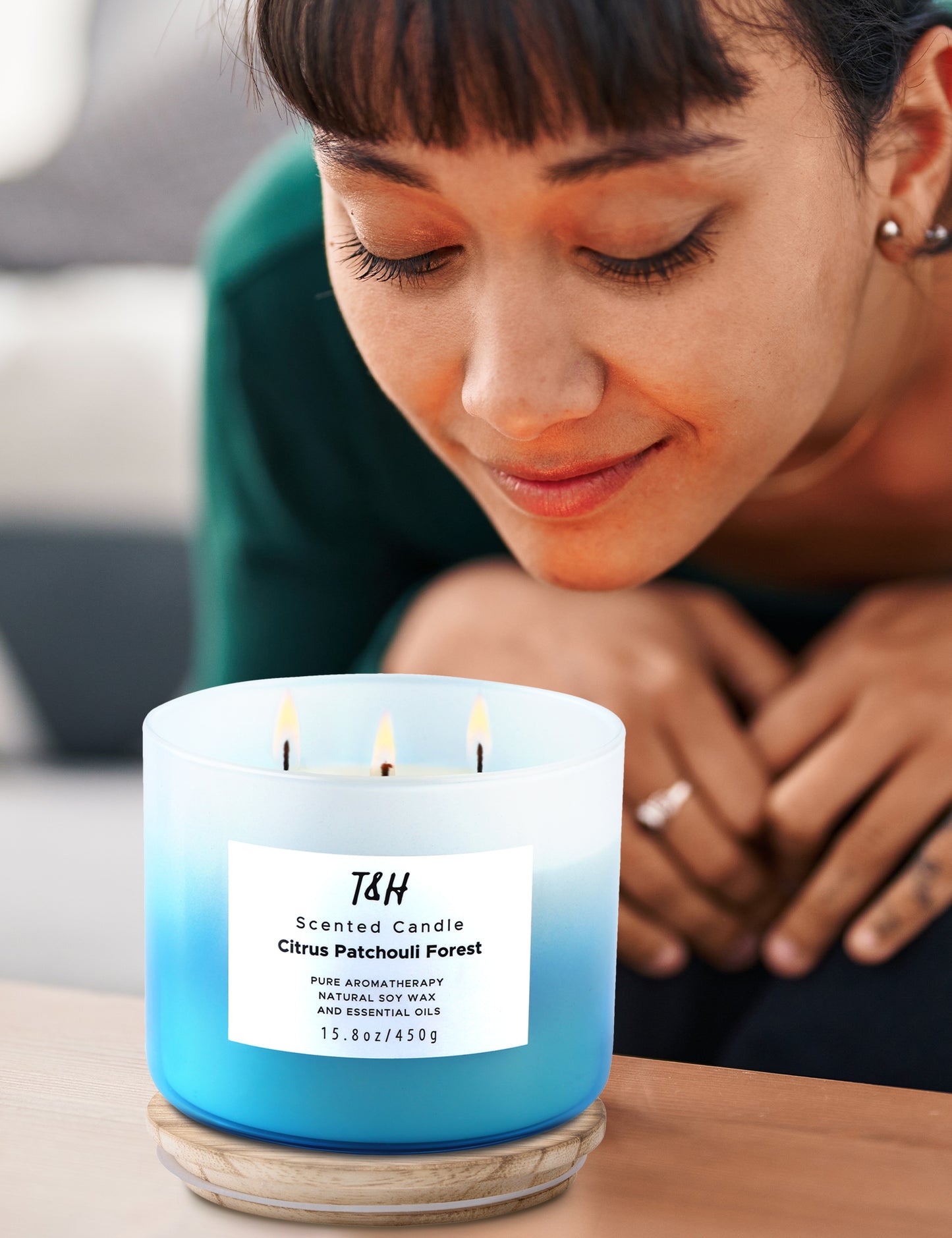 Citrus Patchouli Forest Soy Candle 3-Wick