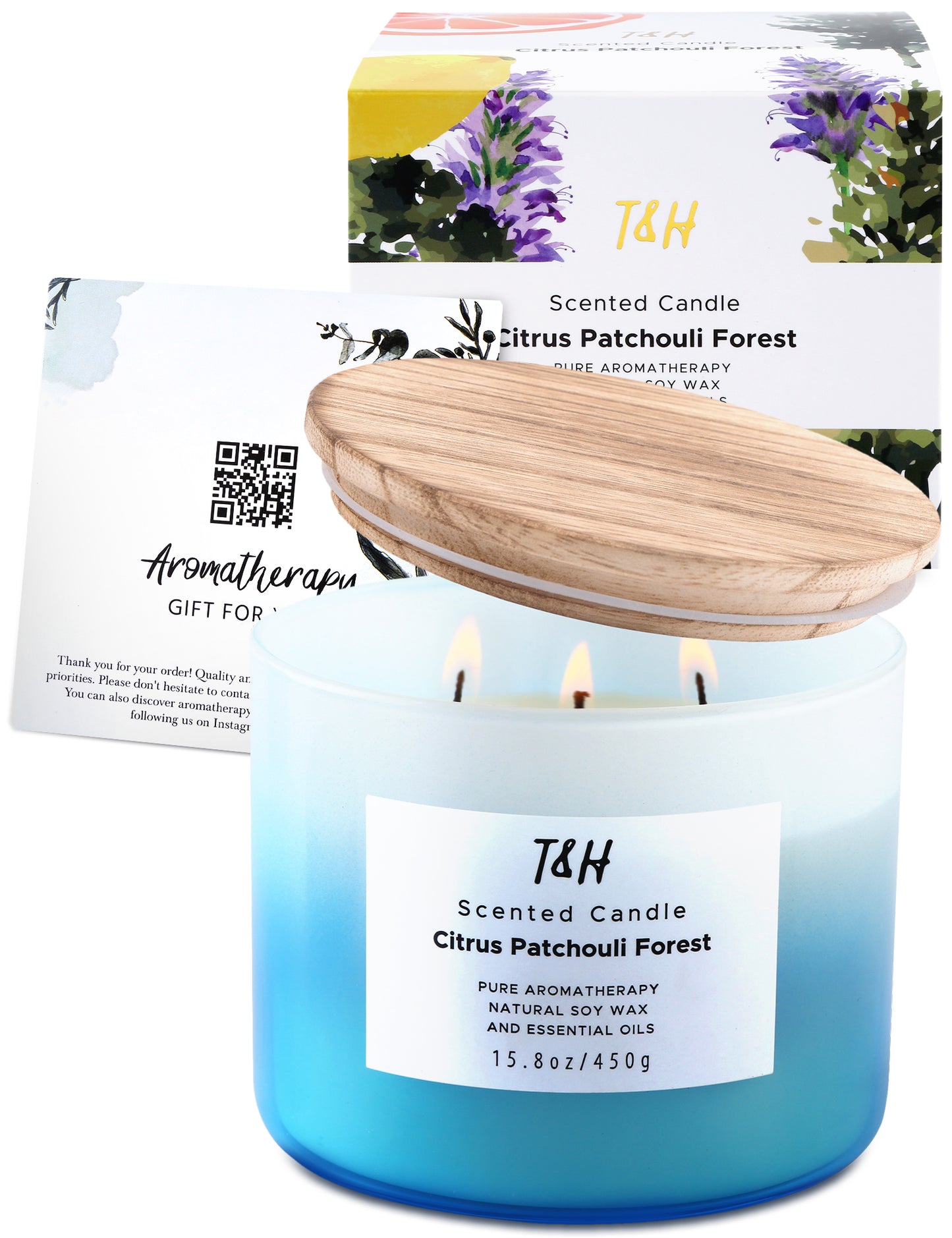 Citrus Patchouli Forest Soy Candle 3-Wick