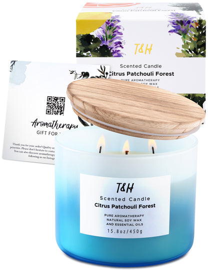 Citrus Patchouli Forest Soy Candle 3-Wick