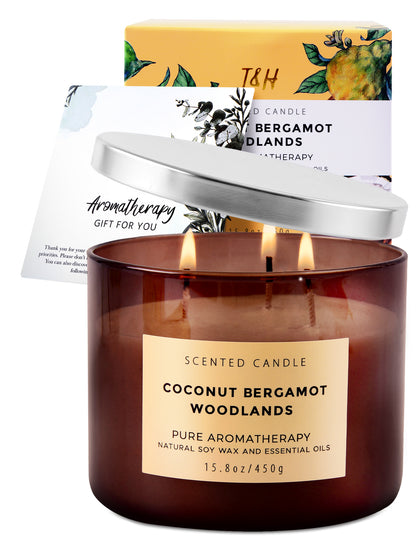 Coconut Bergamot Woodlands Soy Candle | 3-Wick