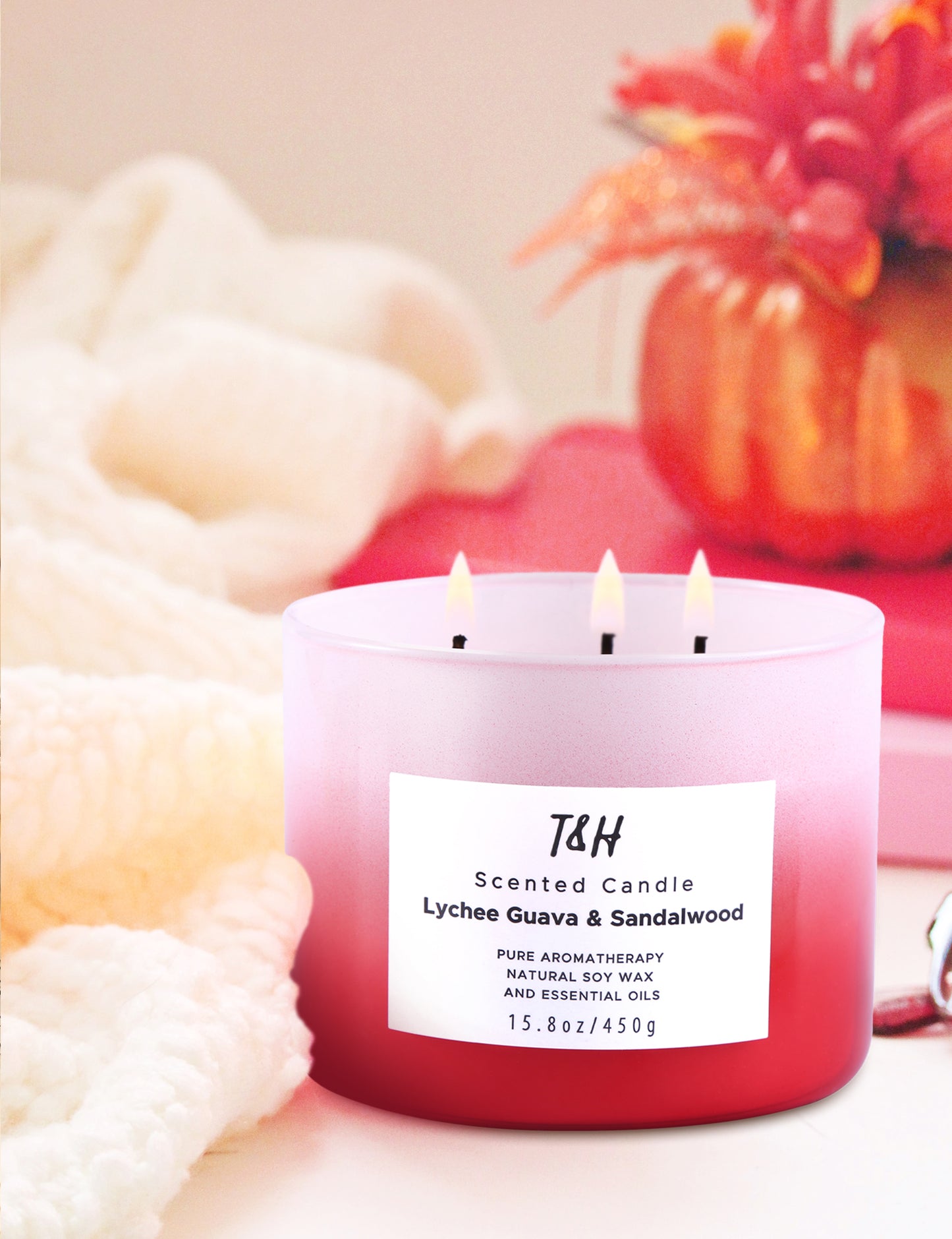 Lychee Guava & Sandalwood Soy Candle 3-Wick