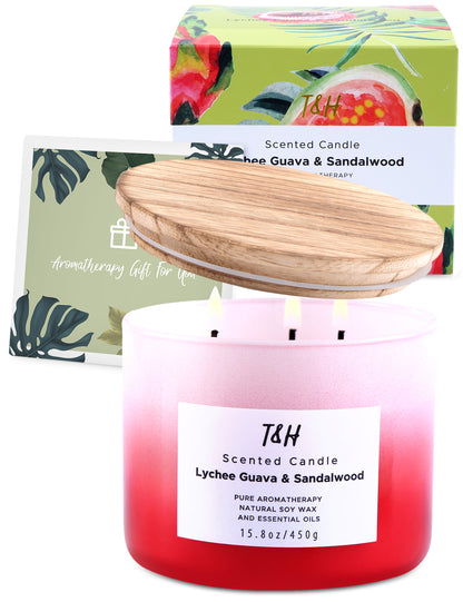 Lychee Guava & Sandalwood Soy Candle 3-Wick