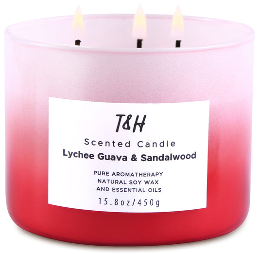 Lychee Guava & Sandalwood Soy Candle 3-Wick