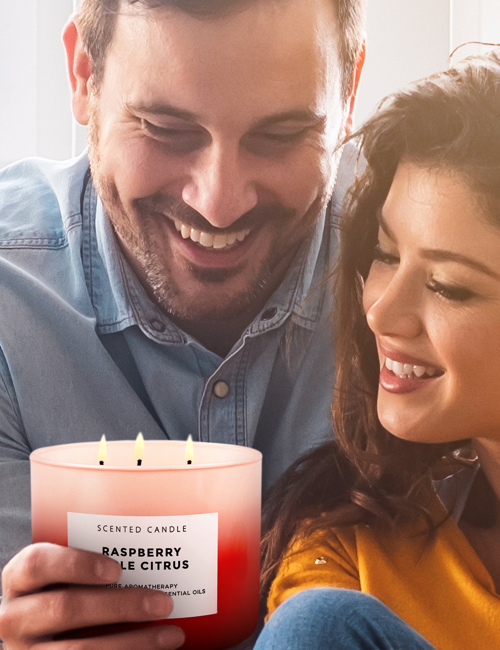Raspberry Apple Citrus Candle 3-Wick Aromatherapy Scented Candle for ...