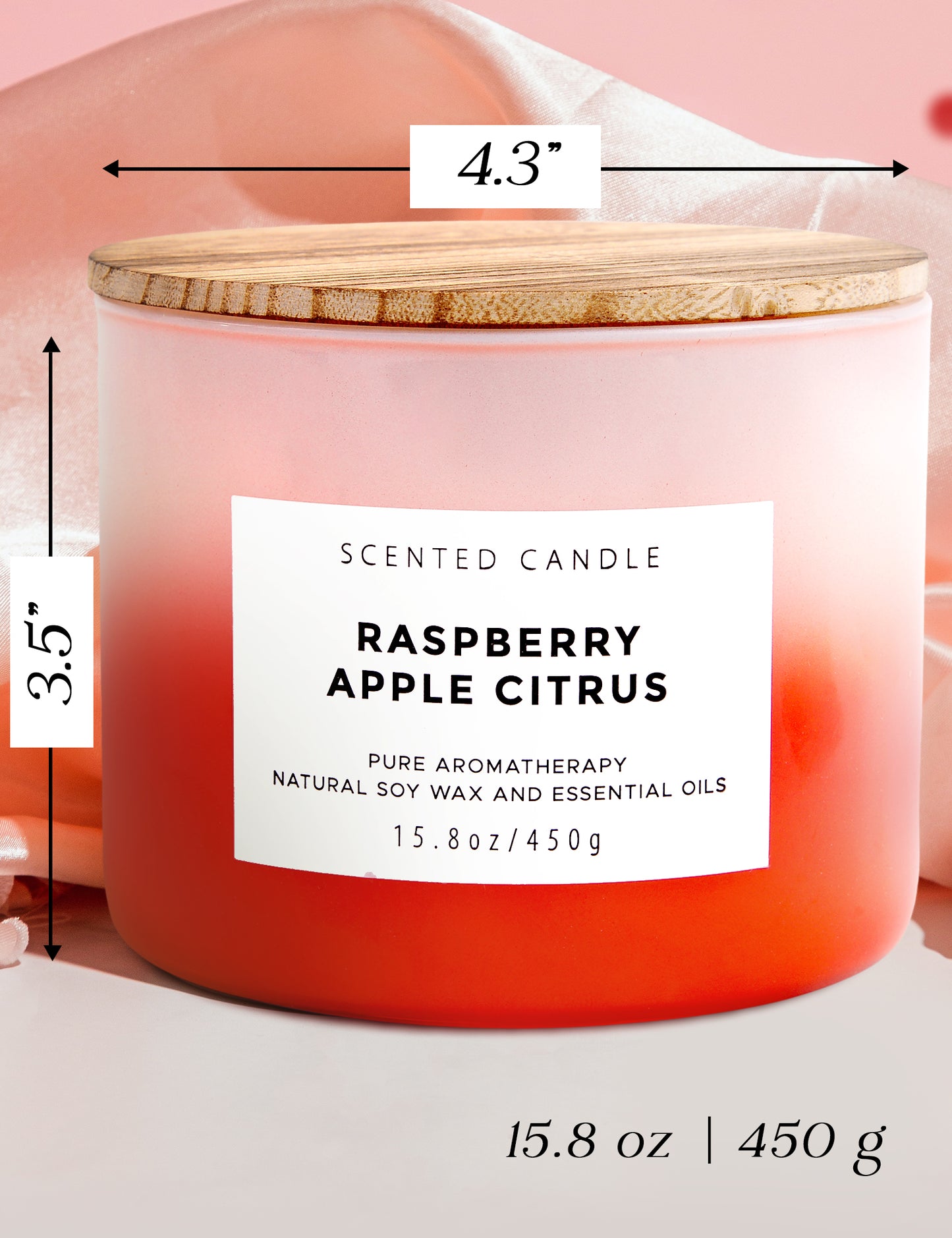 Raspberry Apple Citrus Scented Soy Candle 3-Wick