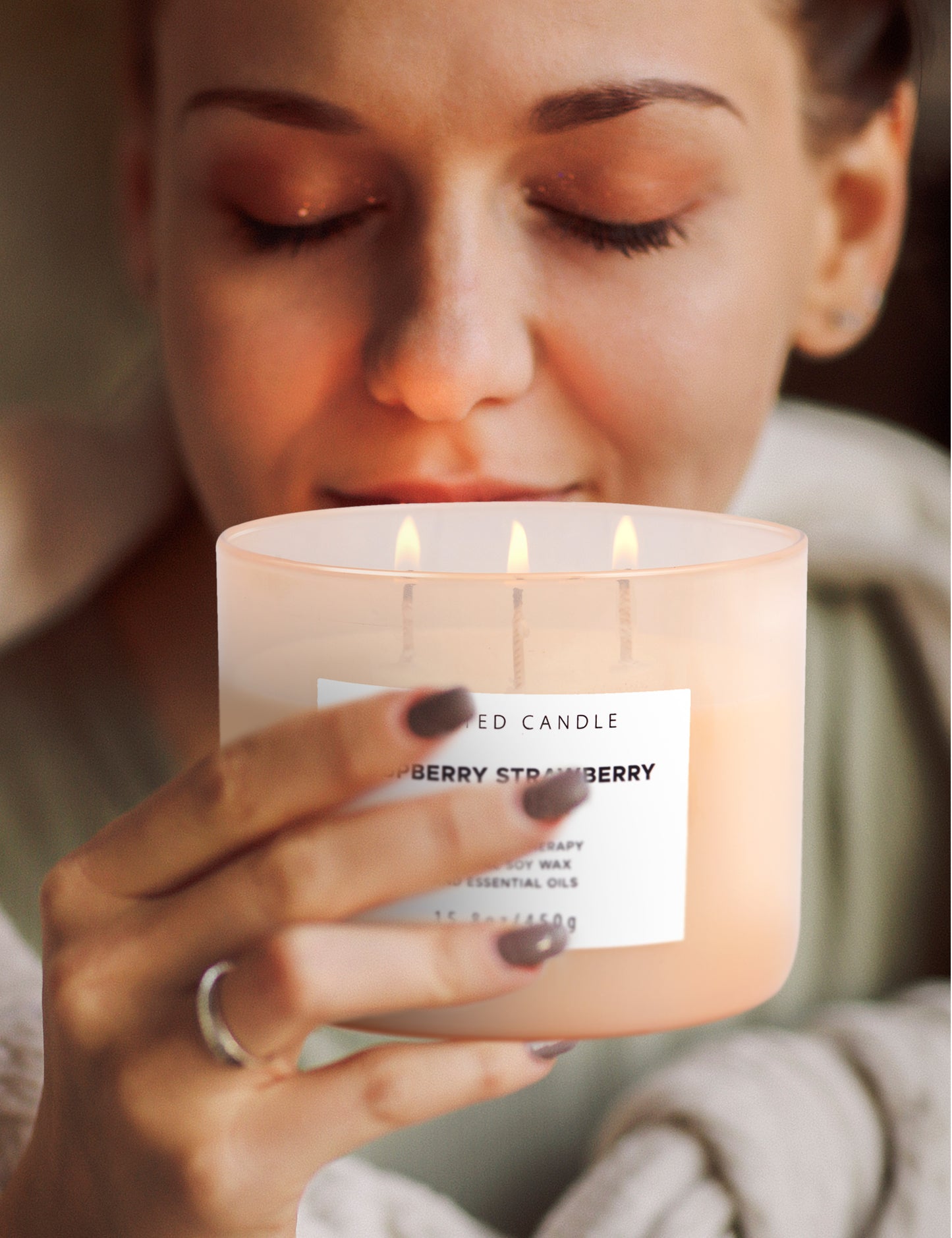 Raspberry Strawberry Vanilla Soy Candle 3-Wick