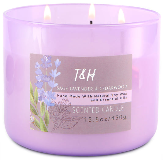 Sage Lavender & Cedarwood Soy Candle 3-Wick